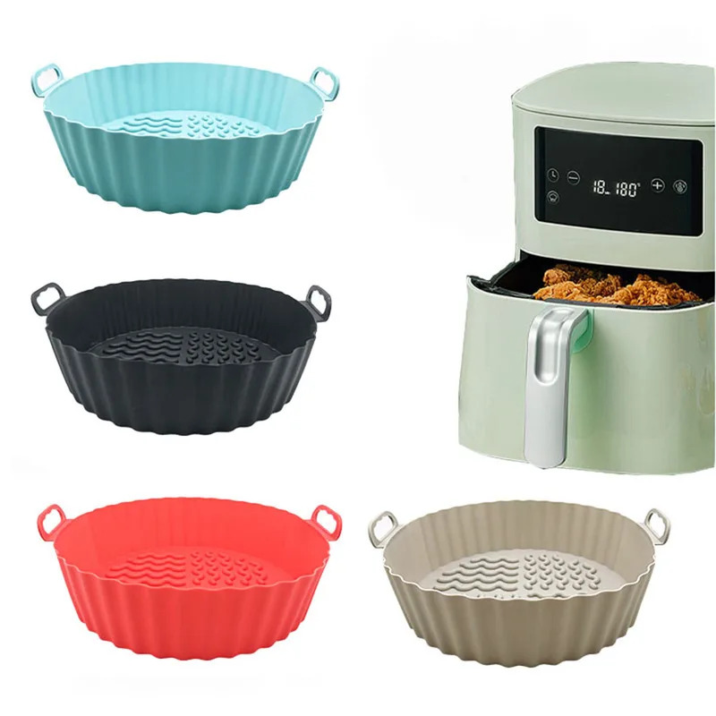 Air Fryer Silicone Pot Liner - แผ่นรองซิลิโคนสำหรับหม้อทอดไร้น้ำมัน หม้อซิลิโคนสำหรับหม้อทอดไร้น้ำมัน แผ่นรองซิลิโคนสำหรับหม้อทอดไร้น้ำมันแบบใช้ซ้ำได้ ปลอดภัยสำหรับอาหาร ไม่ติดกระทะ หม้อทอดไร้น้ำมัน