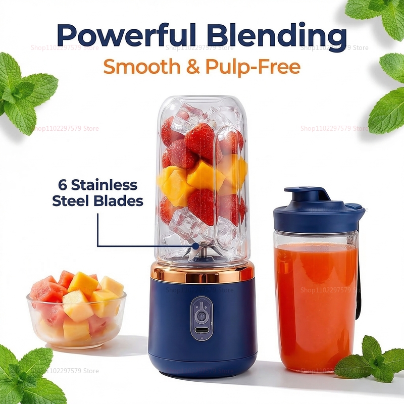 เครื่องปั่นน้ำผลไม้แบบพกพา 6 ใ - Portable Blender Usb Rechargeable บทวิจารณ์และราคา